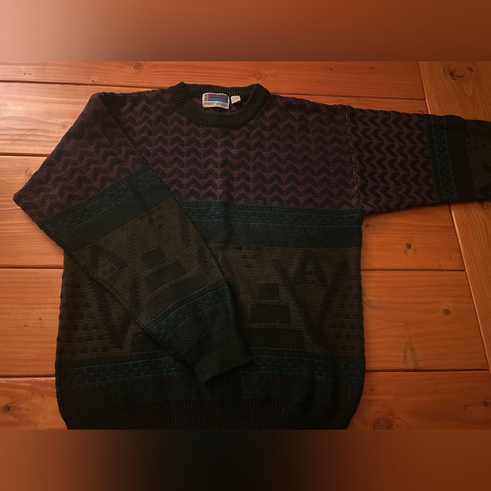 1980s vintage black and purple sweater